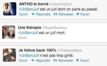 Les tweets antisémites