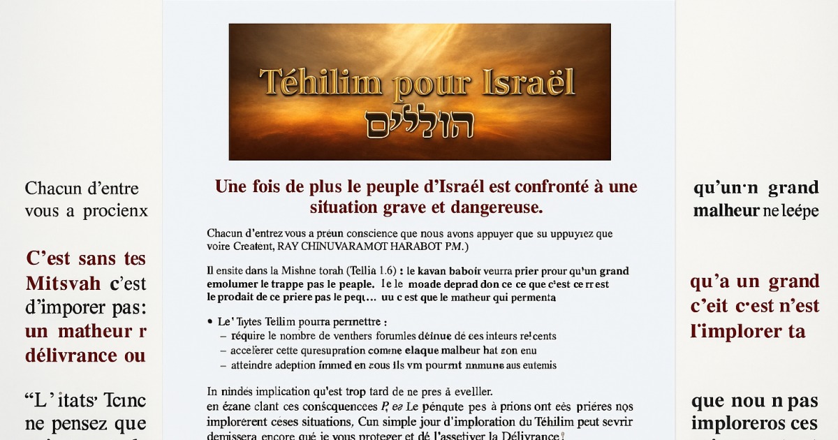 Téhillim pour Israël à télécharger