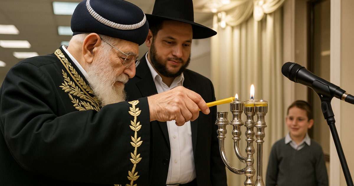 L'allumage de 'Hanouka du Rav 'Ovadia Yossef Zatsal