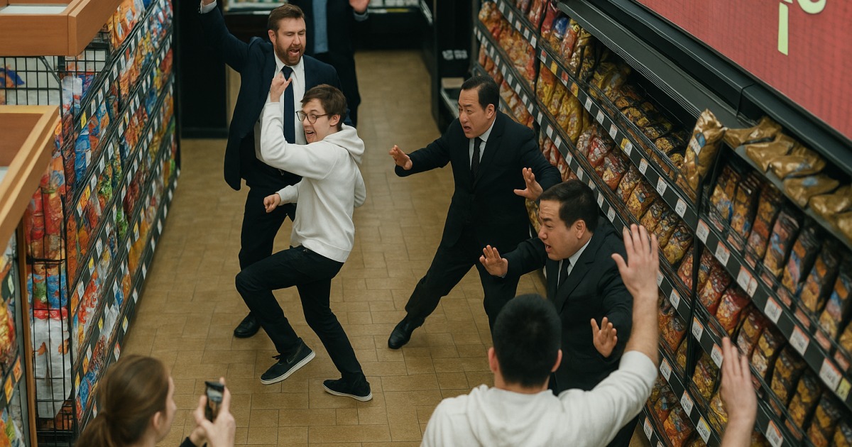 Danse 'Hassidique de folie dans un supermarché Kacher