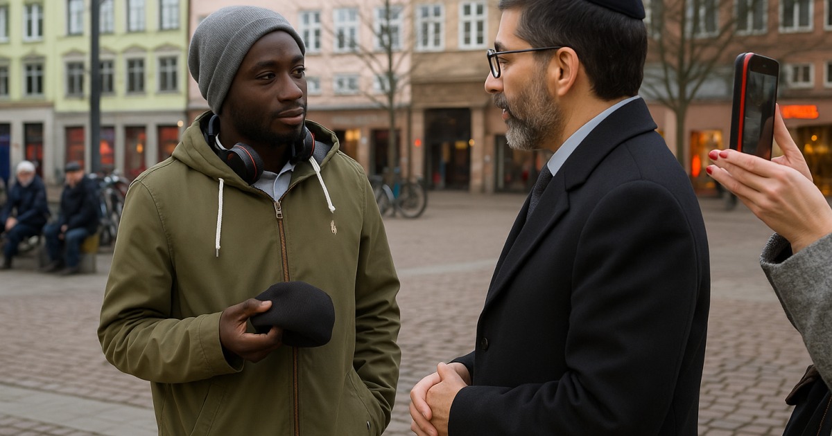Un Rabbin offre des Kippas à Strasbourg