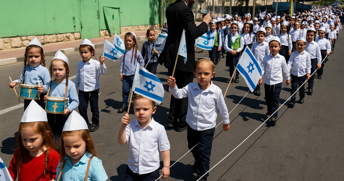 Les enfants défilent avec leur Séfer Torah