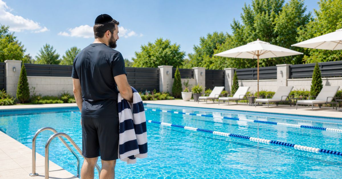 Aller à la piscine avant Ticha' Béav