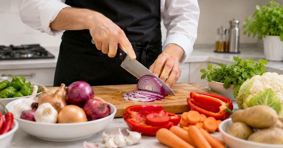 Couper des légumes avec un couteau « viande »