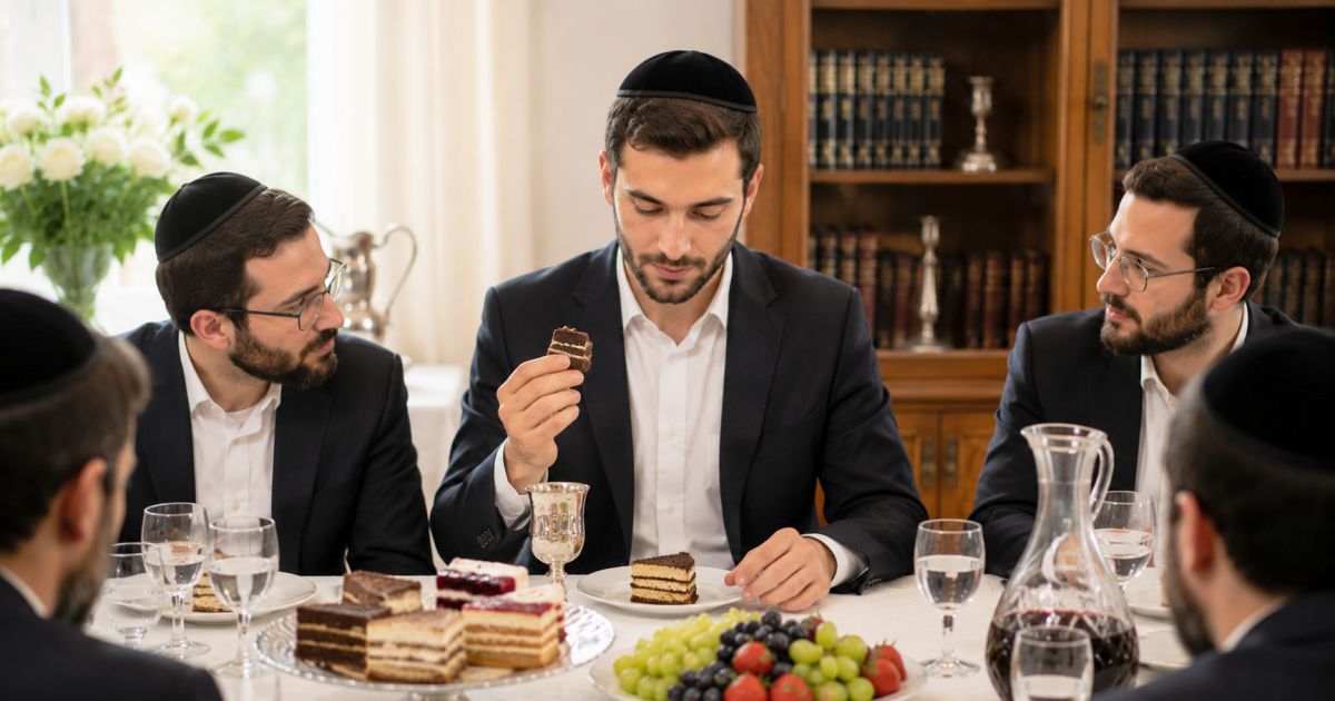 Bénédiction sur des gâteaux au cours d'un repas