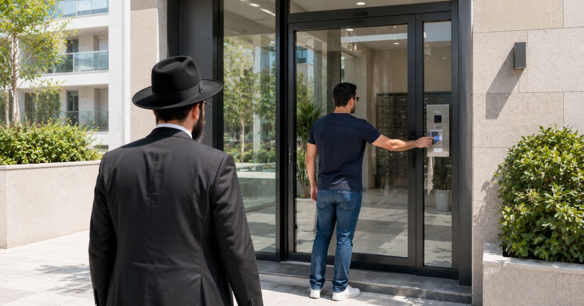 Passer derrière un juif qui ouvre une porte électrique le Chabbate
