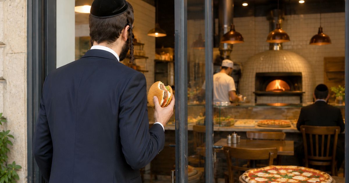 Manger de la viande et renter dans une pizzéria