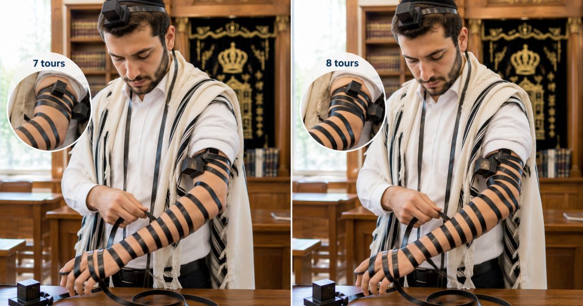 Téfilline : 7 ou 8 tours sur le bras ?