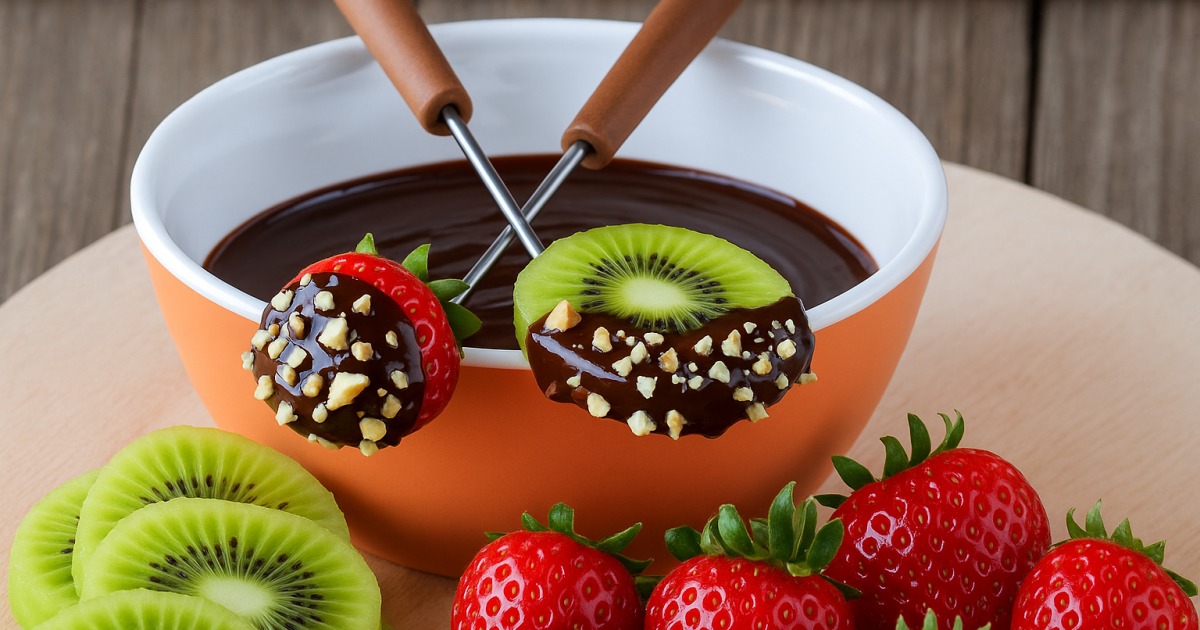 Fondue au chocolat et aux fruits frais