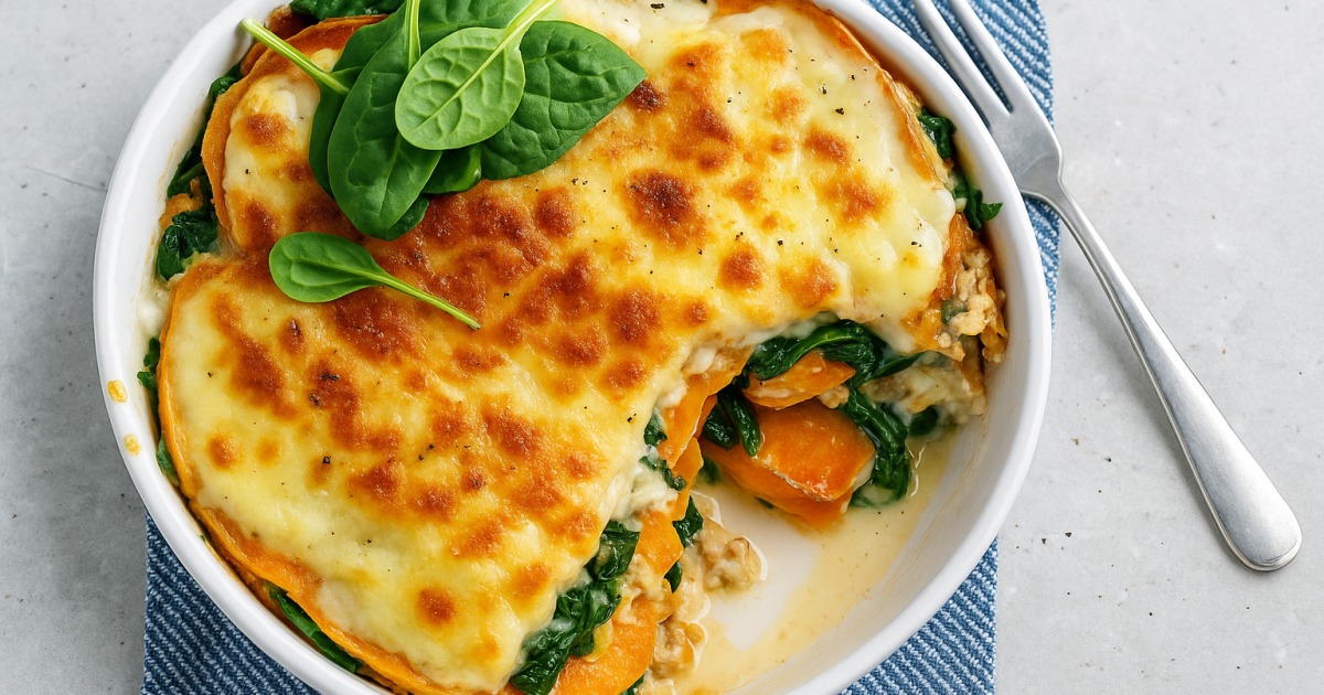 Lasagne aux épinards et à la patate douce