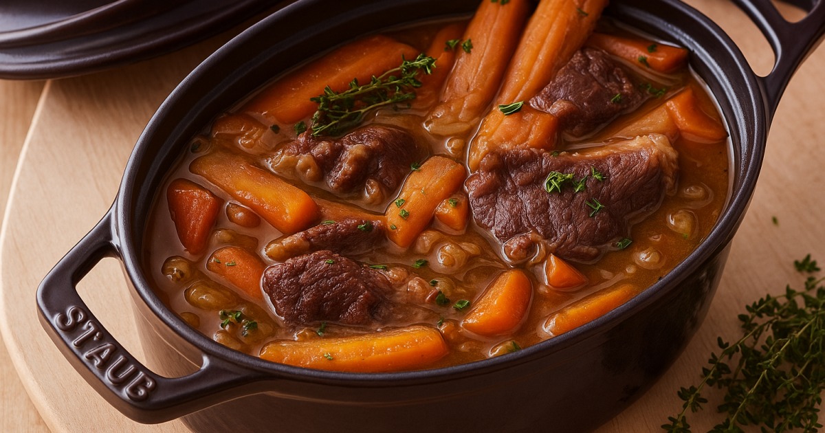Bœuf mijoté à la bière et moutarde à l’ancienne
