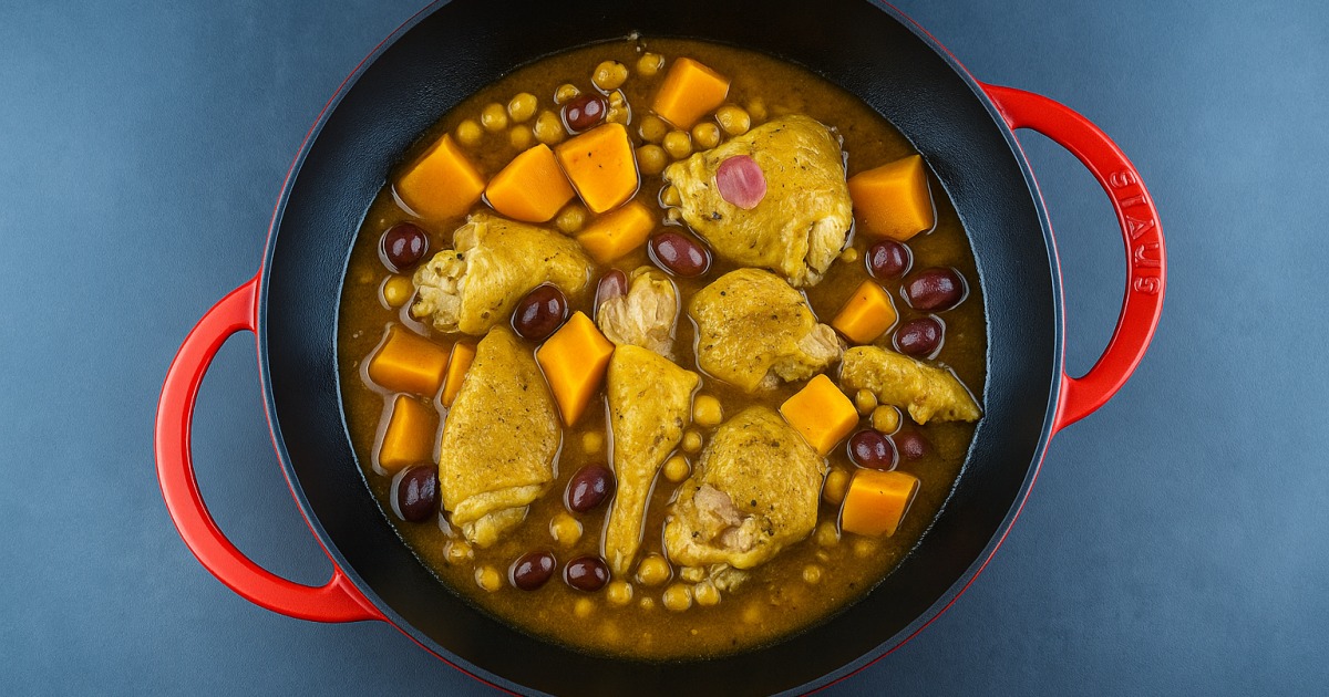Tajine de poulet aux citrons confits et patates douces