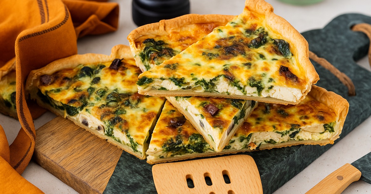 Quiche au poulet, épinards et lait de coco